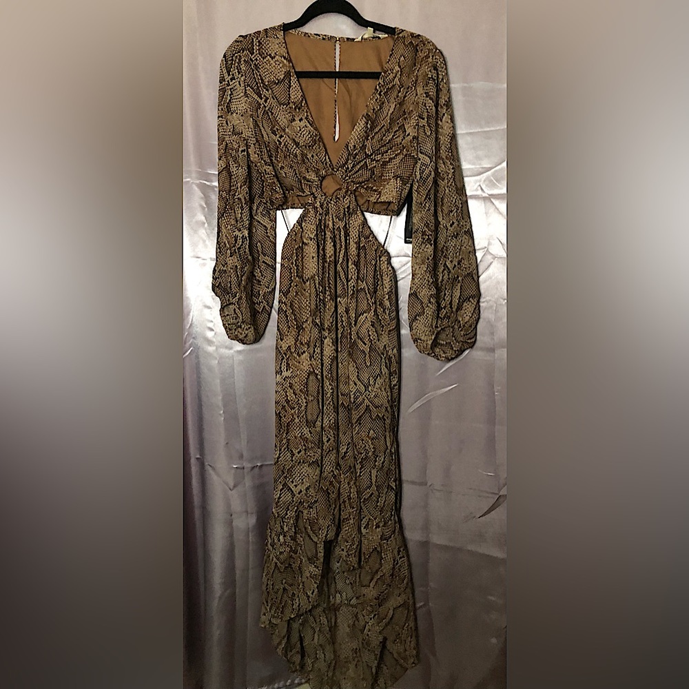 Hint of blush snake print cut out maxi dress